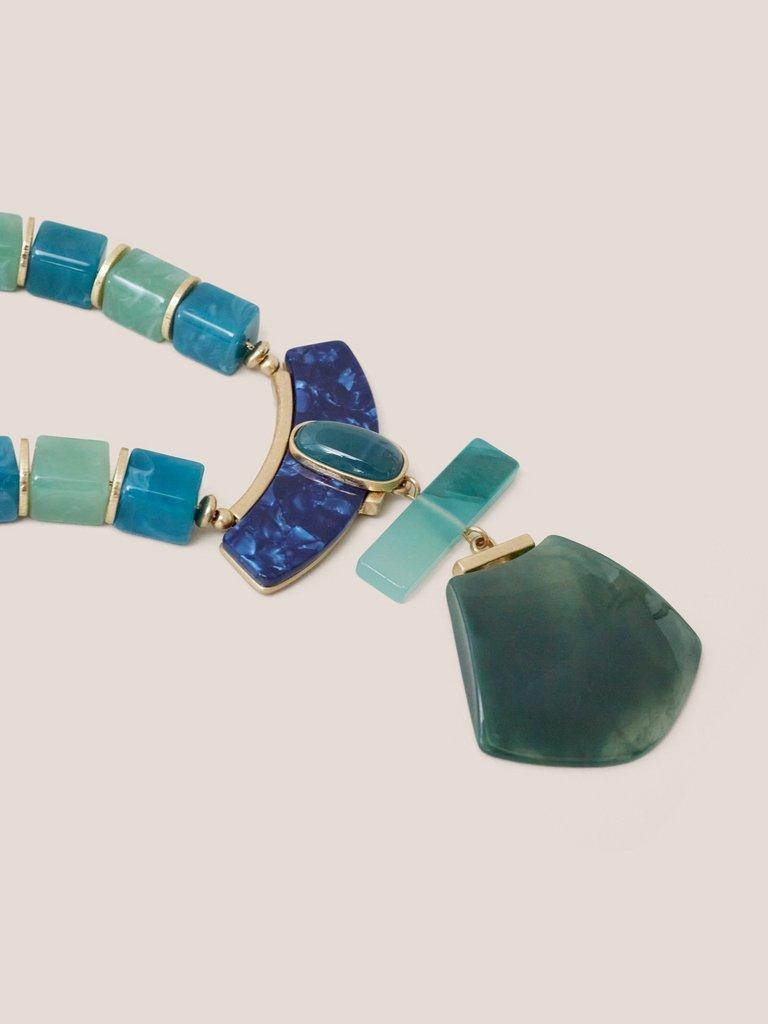 Statement Gem Necklace in BLUE MLT - FLAT DETAIL