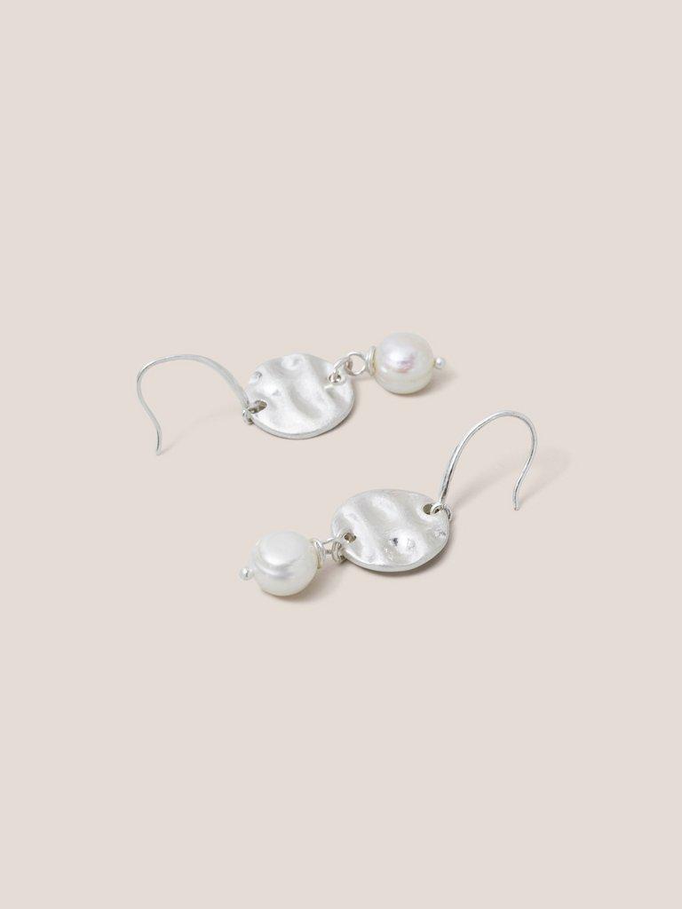 Silver Plated Pearl Earrings in SLV TN MET - FLAT DETAIL