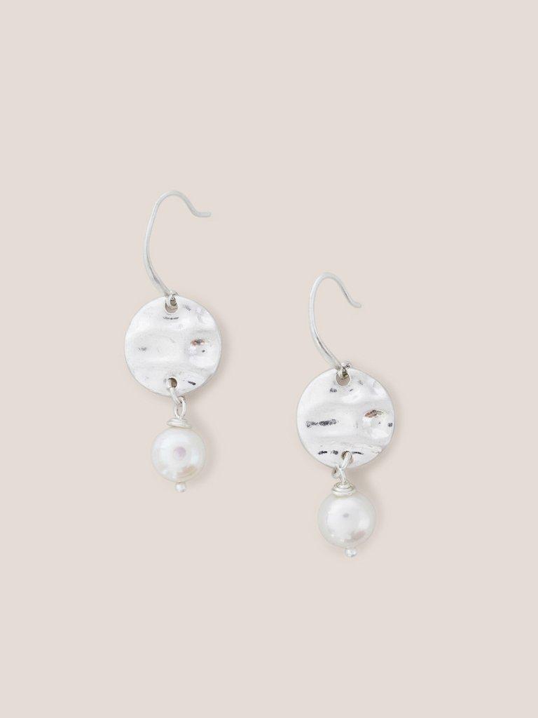 Silver Plated Pearl Earrings in SLV TN MET - FLAT FRONT