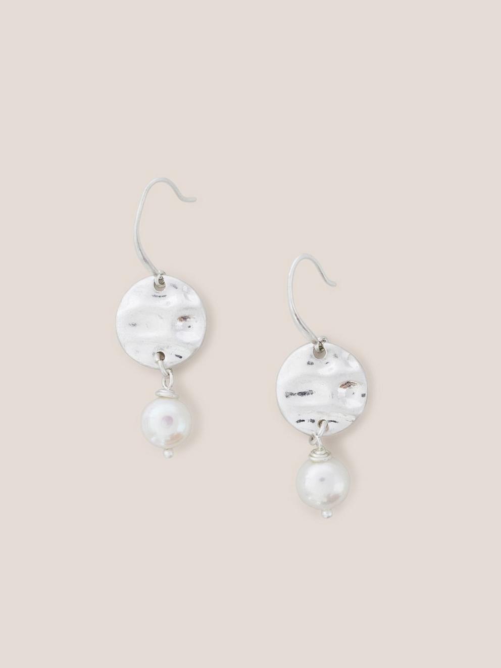 Silver Plated Pearl Earrings in SLV TN MET - FLAT FRONT