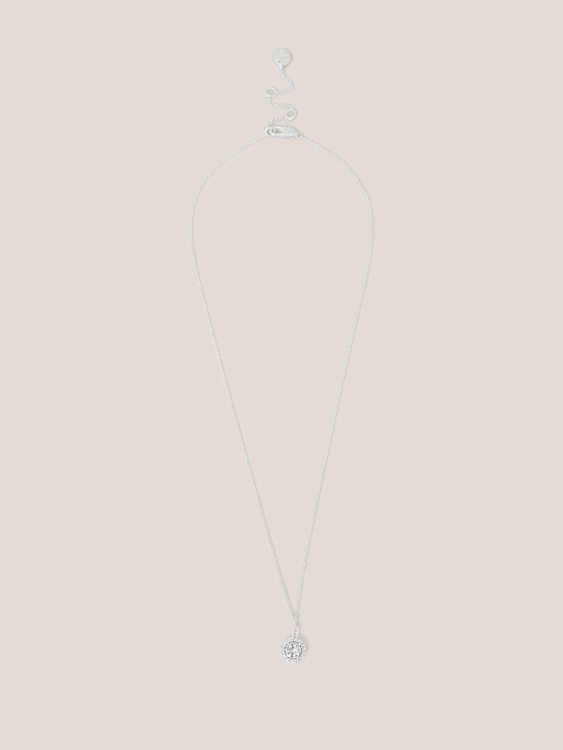 Silver Plated Glass Pendant Necklace