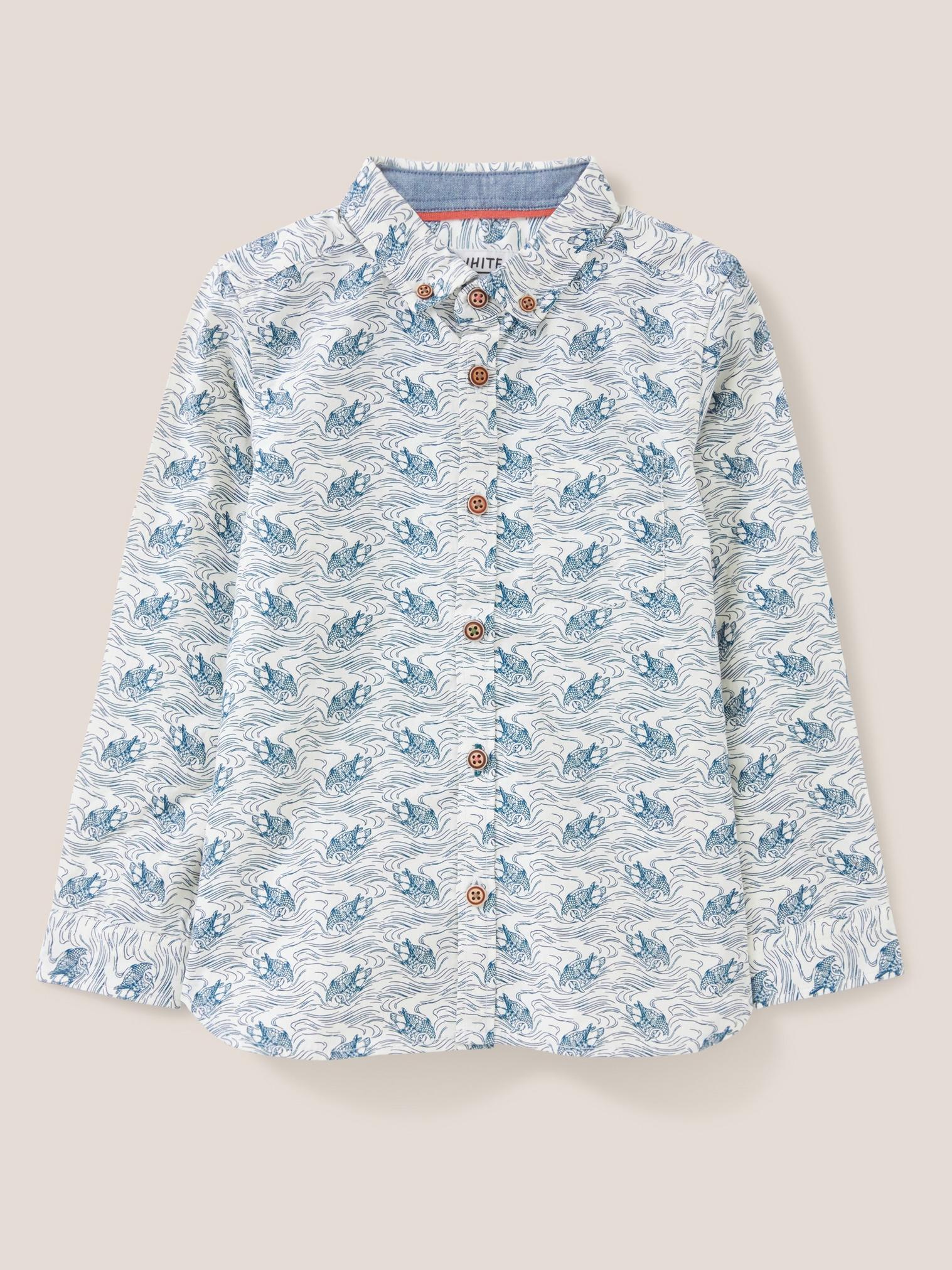 Duck Printed Cotton Shirt in WHITE PR - FLAT FRONT