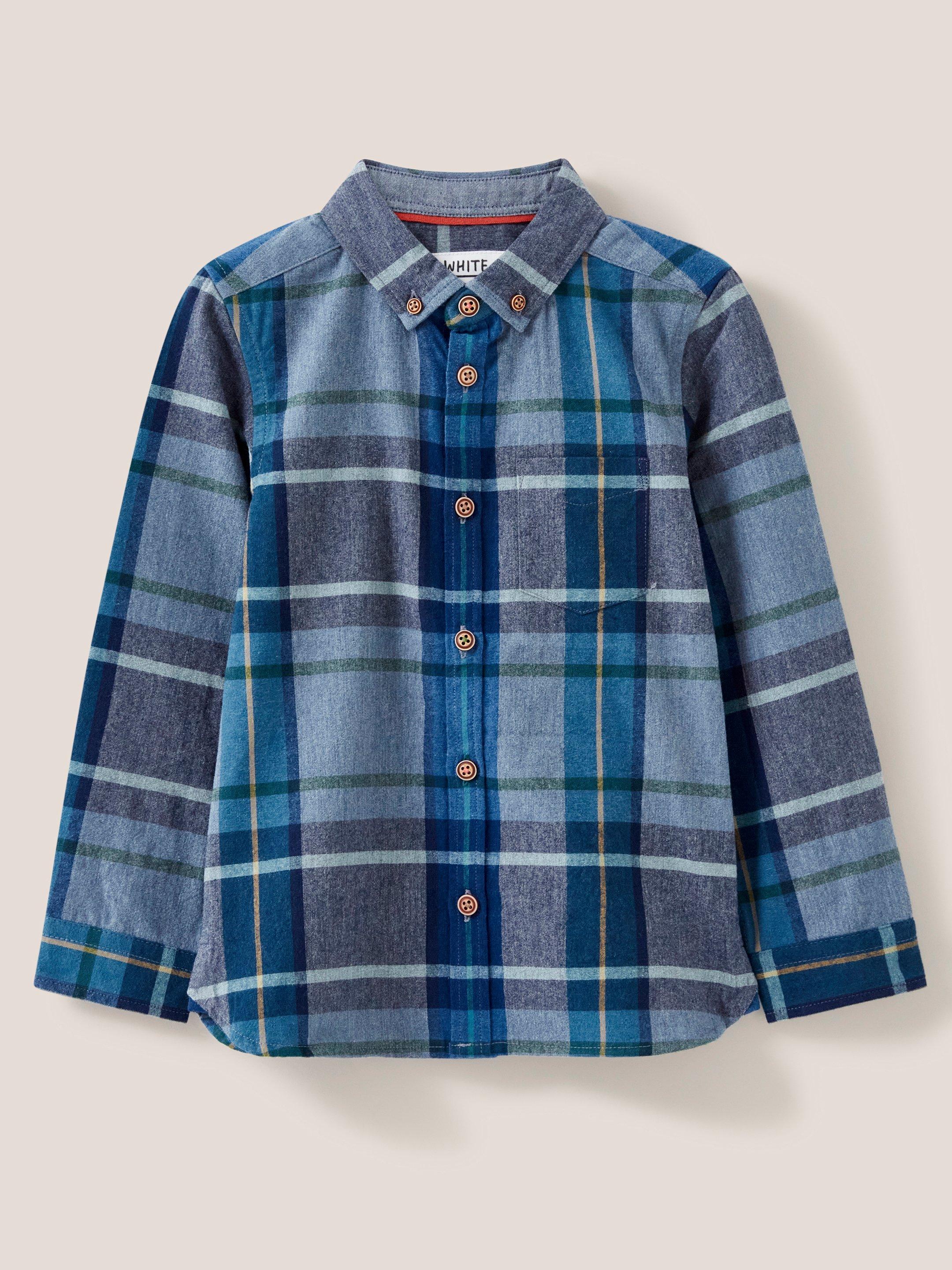 Checked Flannel Shirt in BLUE MLT - FLAT FRONT