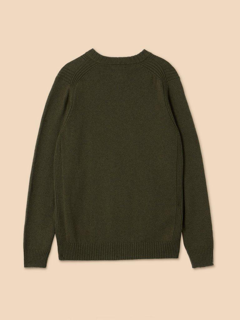 Lambswool V Neck in DK GREEN - FLAT BACK