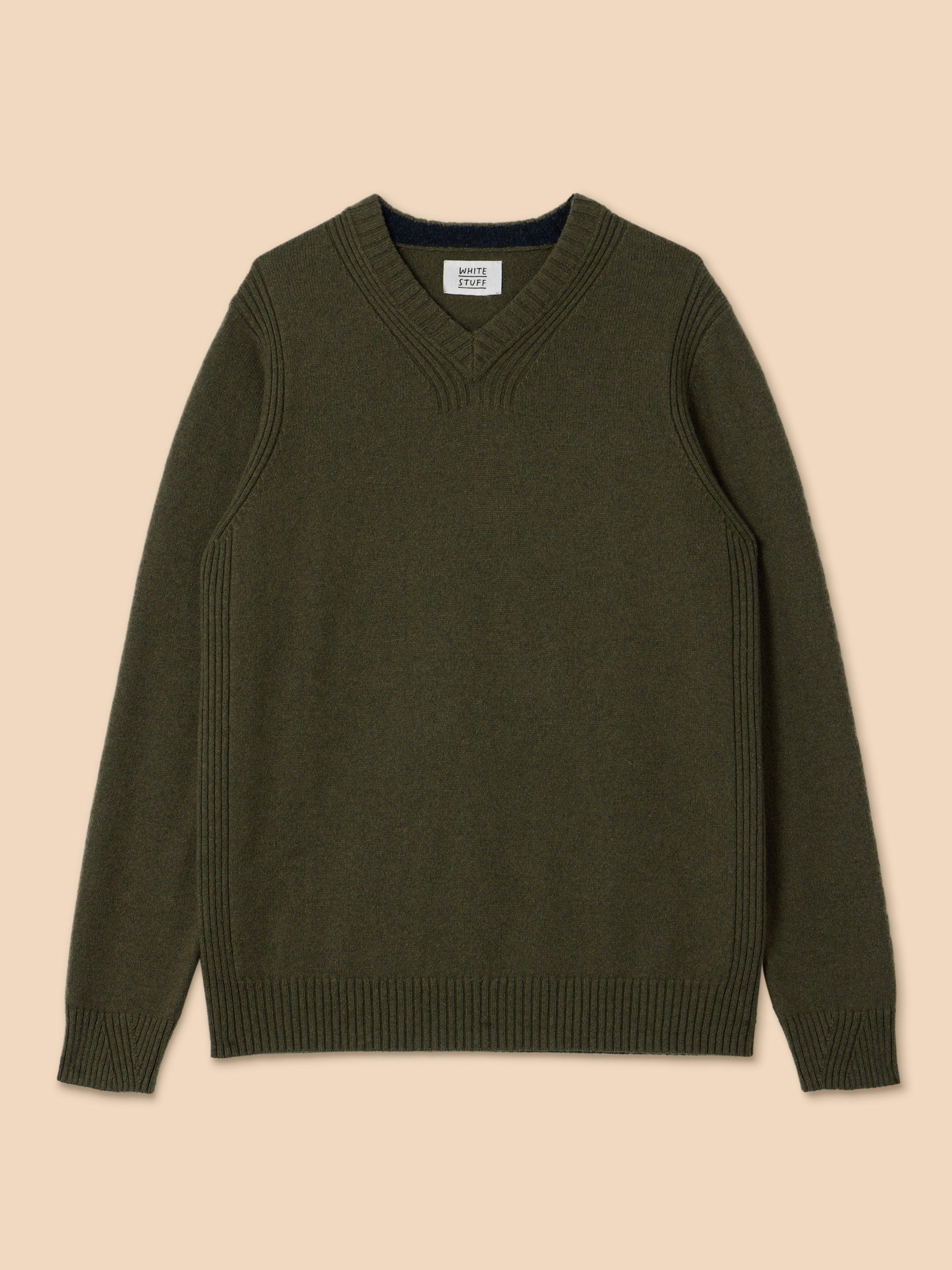 Lambswool V Neck in DK GREEN - FLAT FRONT