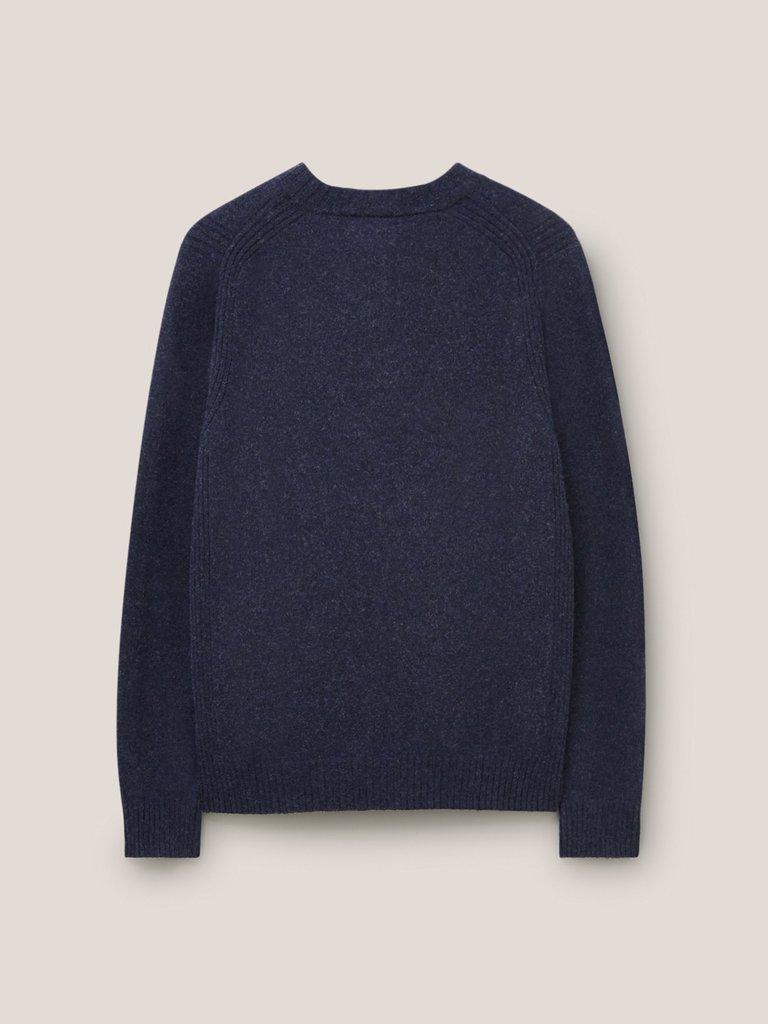 Lambswool Long Sleeve Henley in DARK NAVY - FLAT BACK
