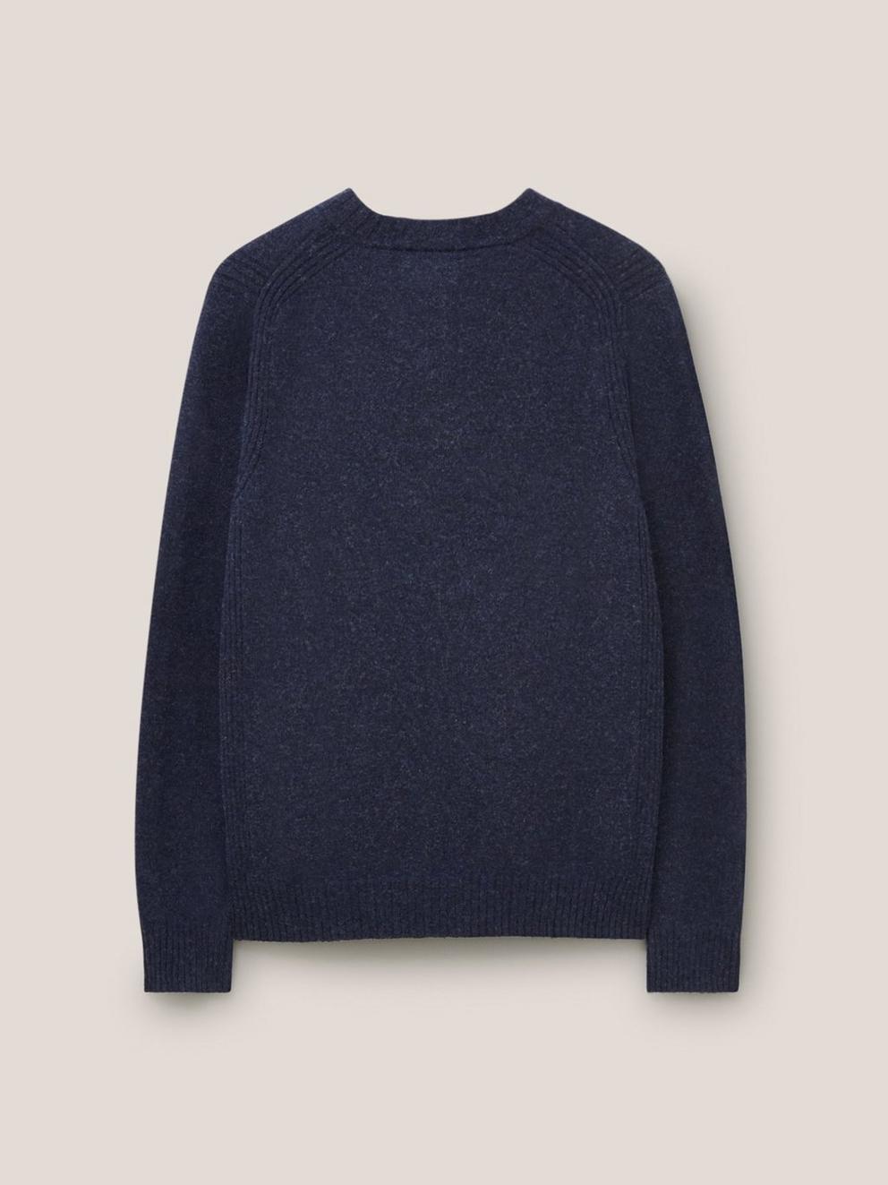 Lambswool Long Sleeve Henley in DARK NAVY - FLAT BACK