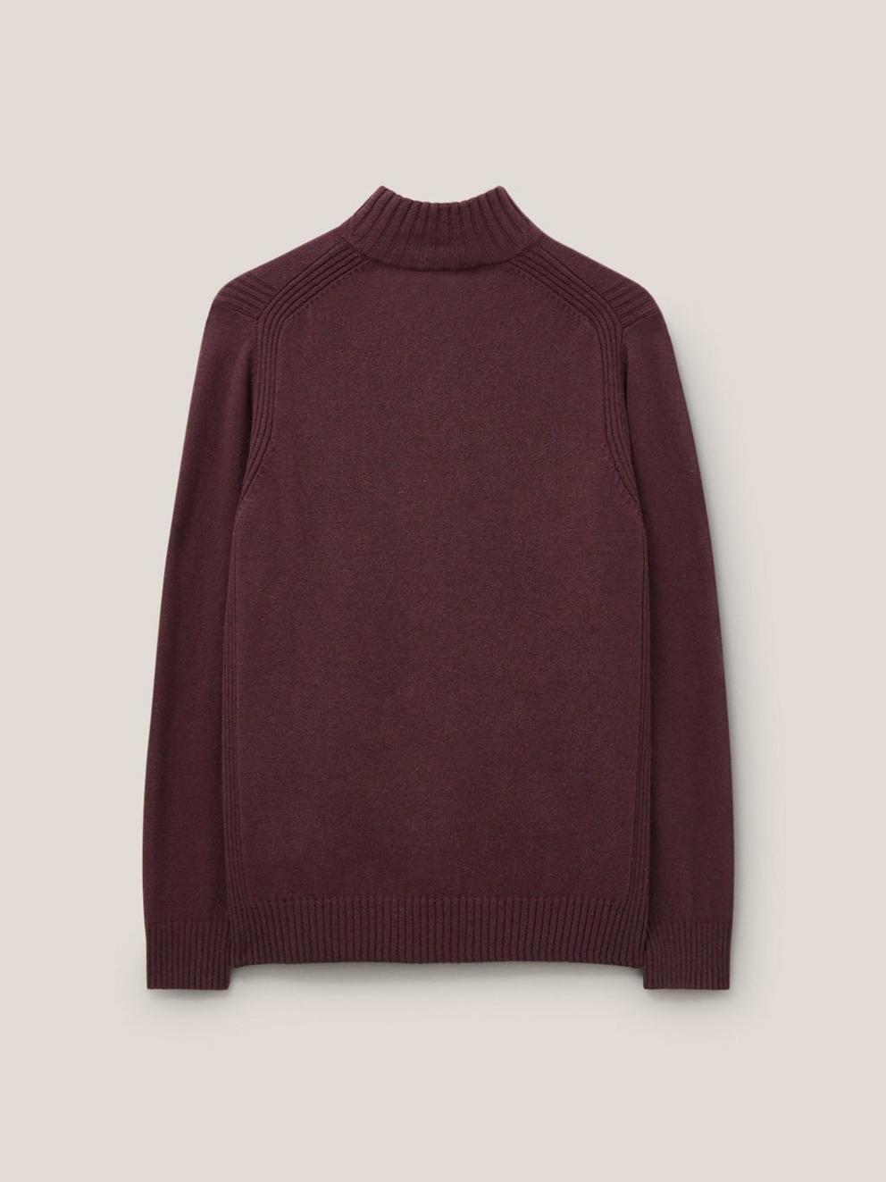 Lambswool Funnel Neck in DK PLUM - FLAT BACK