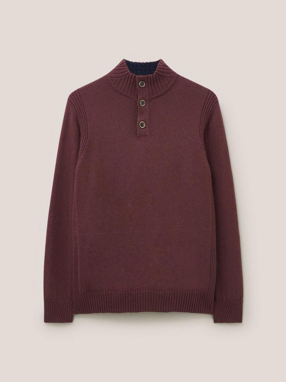 Lambswool Funnel Neck in DK PLUM - FLAT FRONT