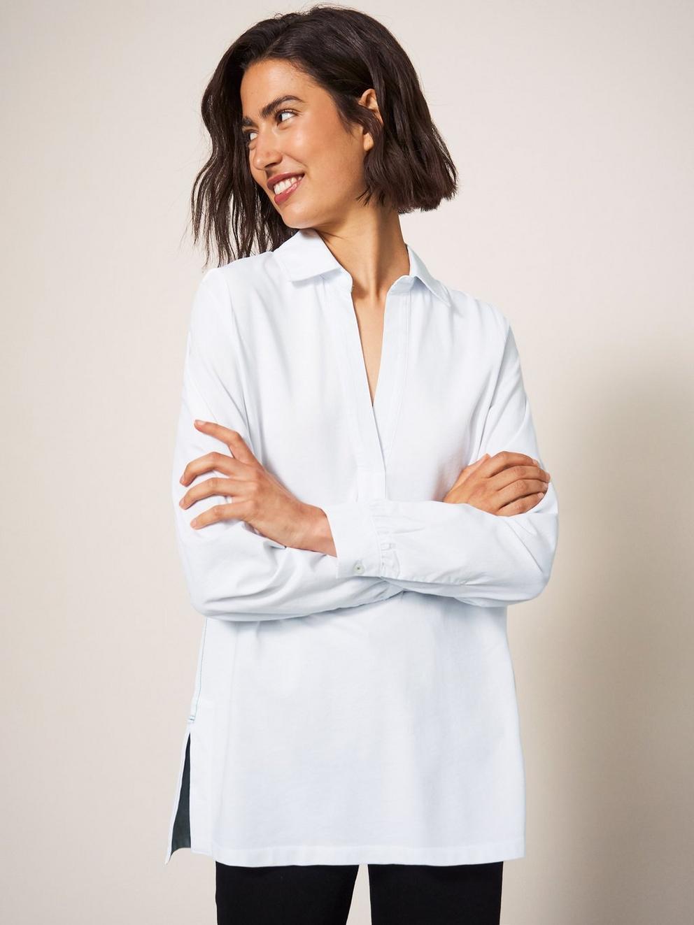 Fran Shirt in BRIL WHITE - MODEL DETAIL