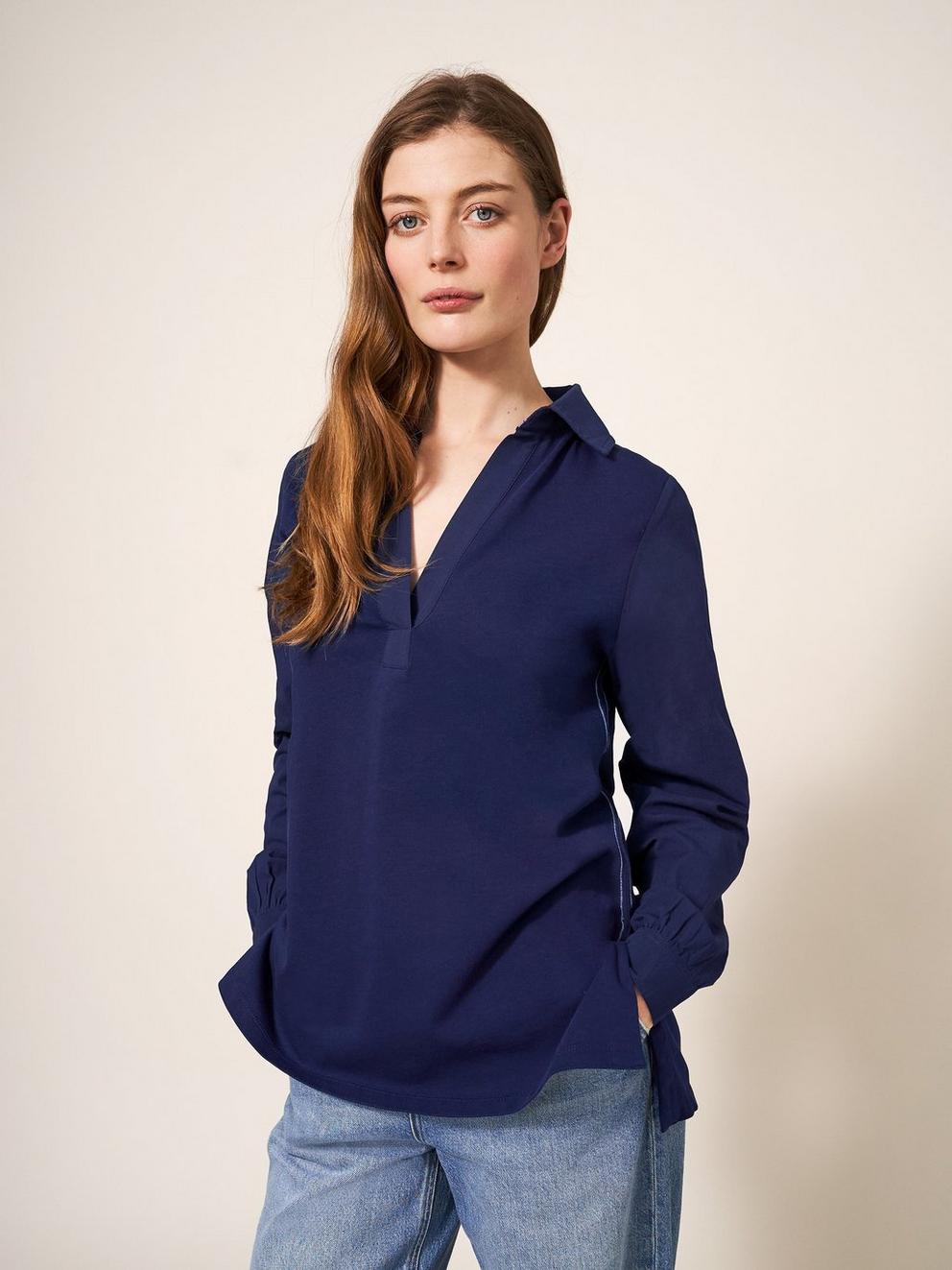 Fran Shirt in FR NAVY - MODEL DETAIL