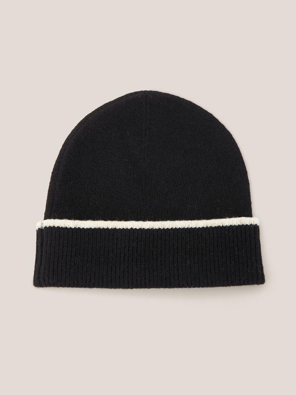 Sienna Knit Beanie in BLK MLT - FLAT BACK