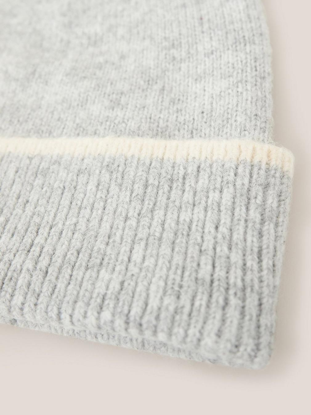 Sienna Knit Beanie in GREY MLT - FLAT DETAIL