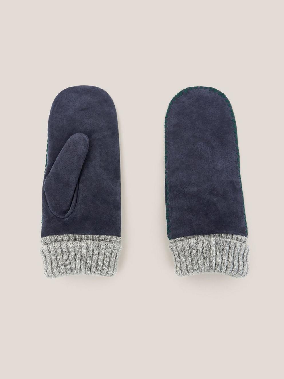 Suede Mitten in DARK NAVY - FLAT BACK