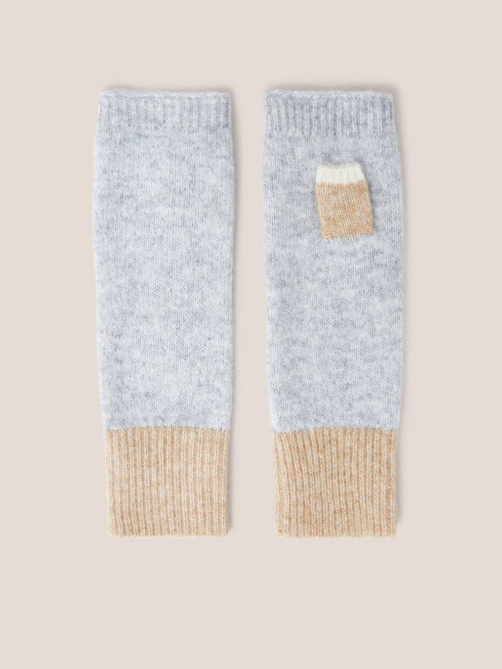 Knitted Fingerless Glove in GREY MLT - FLAT BACK