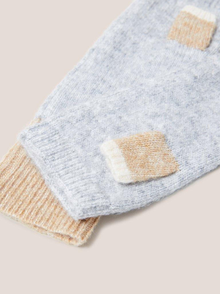 Knitted Fingerless Glove in GREY MLT - FLAT DETAIL