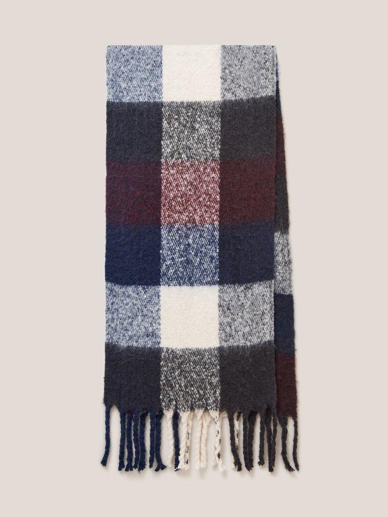Shelly Woven Check Scarf in NAVY MULTI - FLAT FRONT