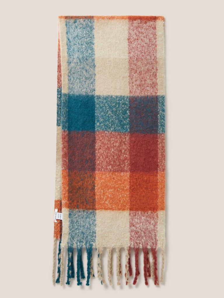 Shelly Woven Check Scarf in ORANGE MLT - FLAT BACK