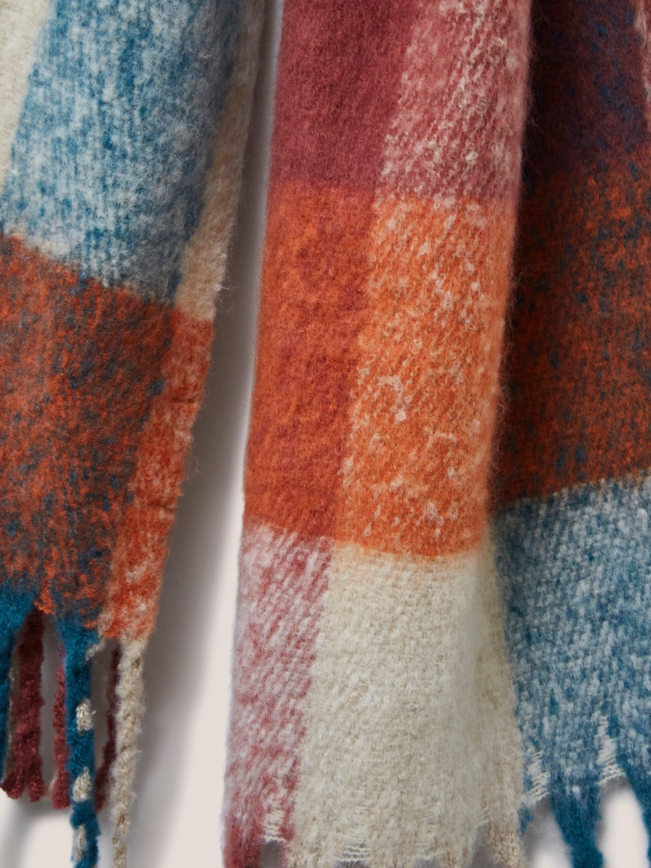 Shelly Woven Check Scarf in ORANGE MLT - FLAT DETAIL