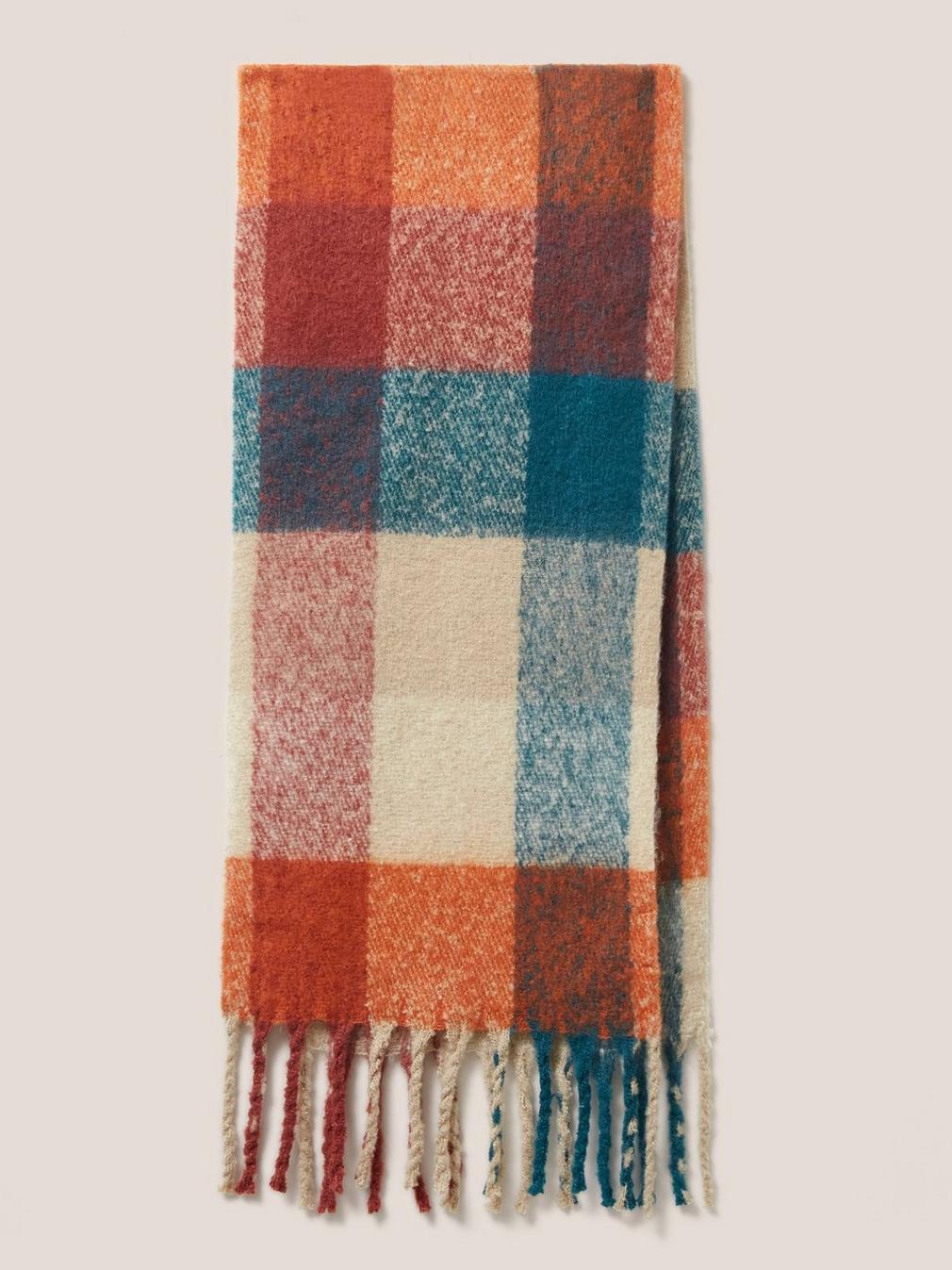 Shelly Woven Check Scarf in ORANGE MLT - FLAT FRONT