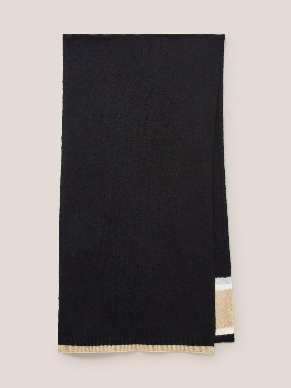 Sienna Fine Knit Scarf in BLK MLT - FLAT BACK