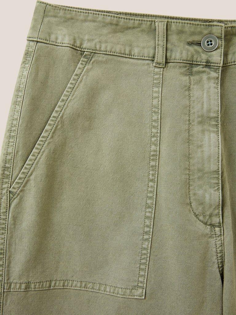 Twister Wide Leg Chino in MID GREEN - FLAT DETAIL