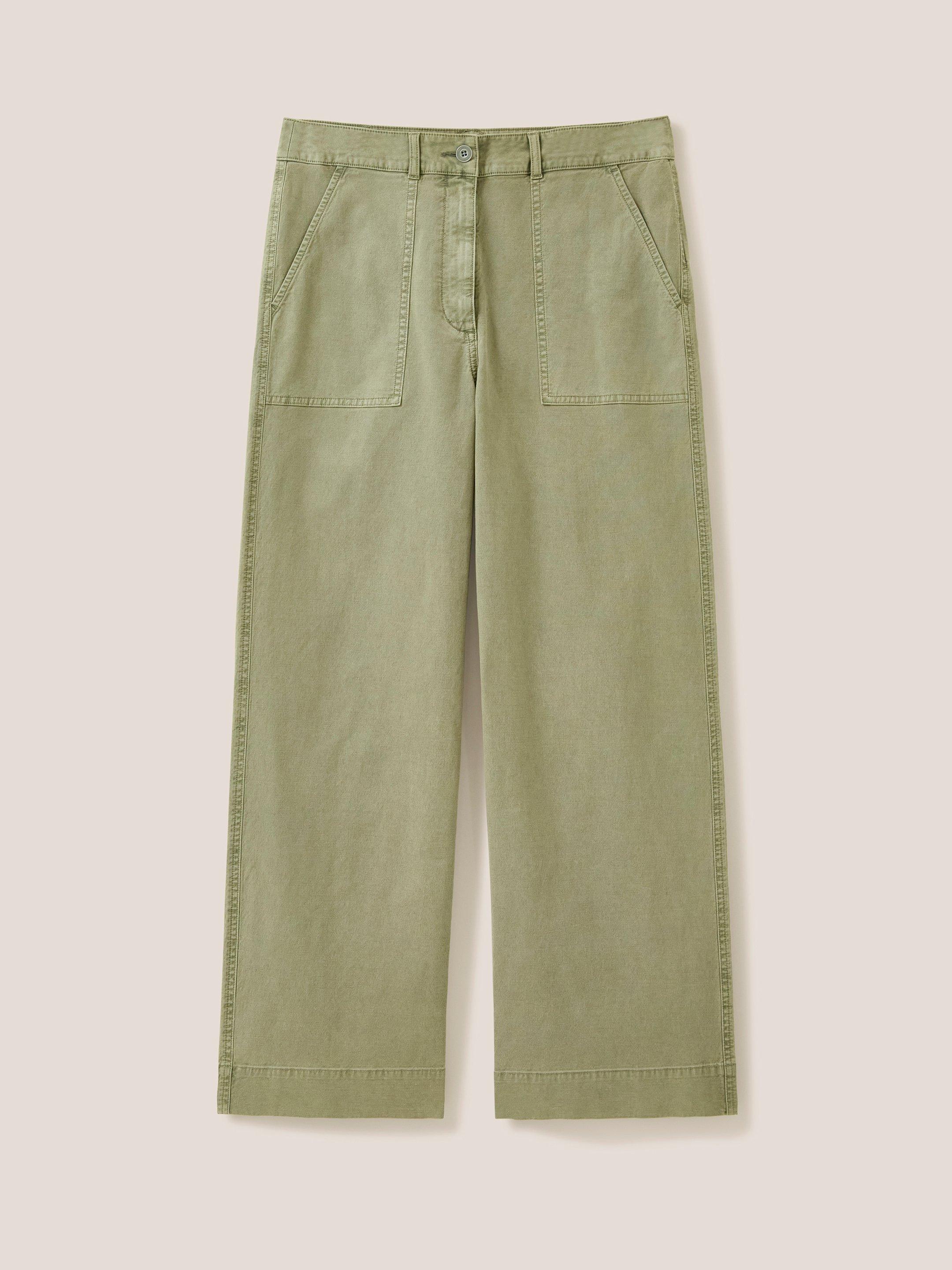 Twister Wide Leg Chino in MID GREEN - FLAT FRONT