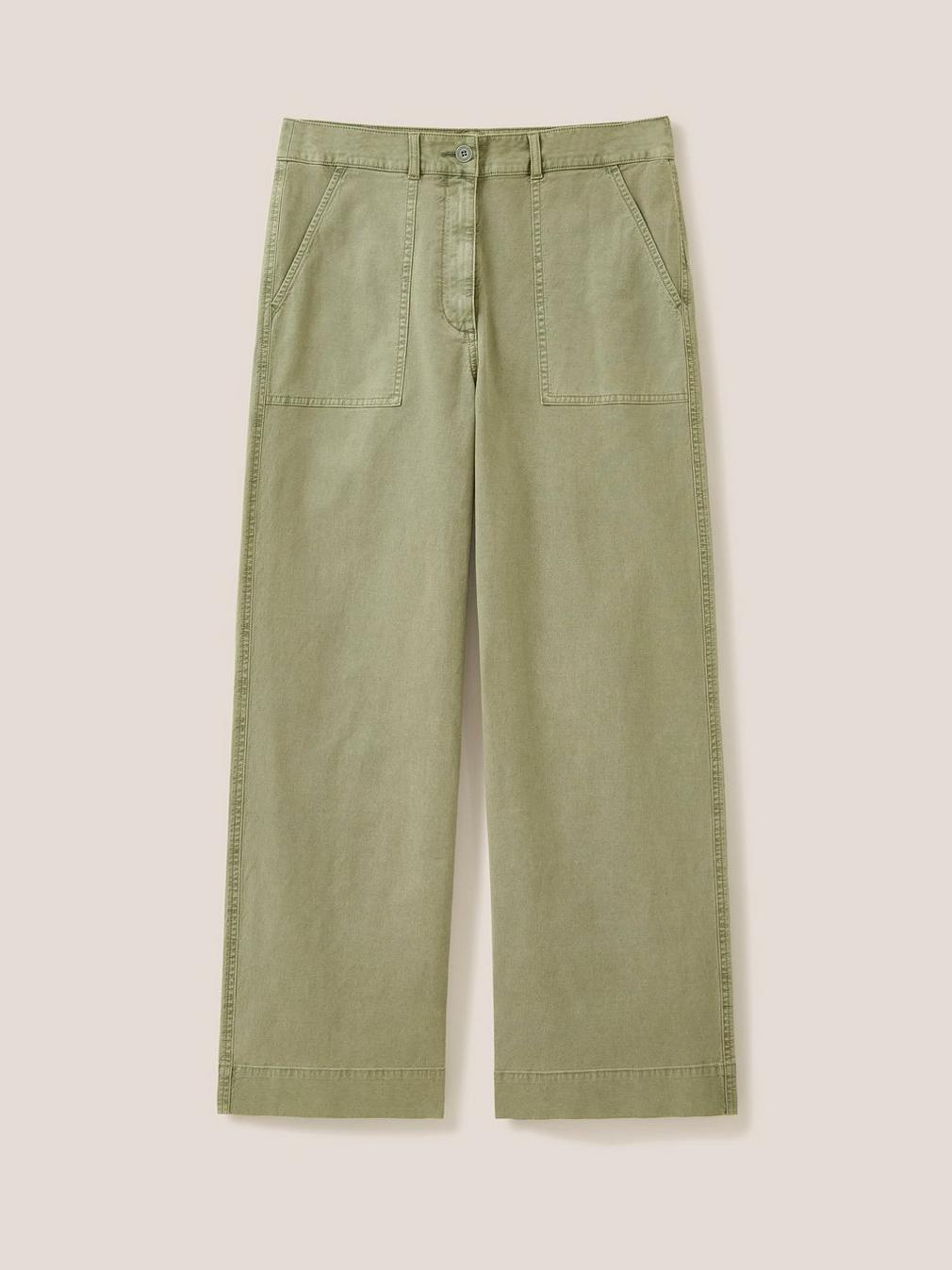 Twister Wide Leg Chino in MID GREEN - FLAT FRONT