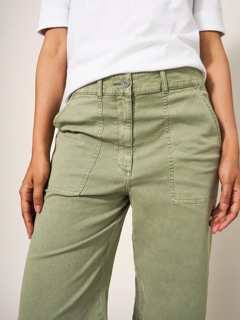 Twister Wide Leg Chino in MID GREEN - MODEL FRONT
