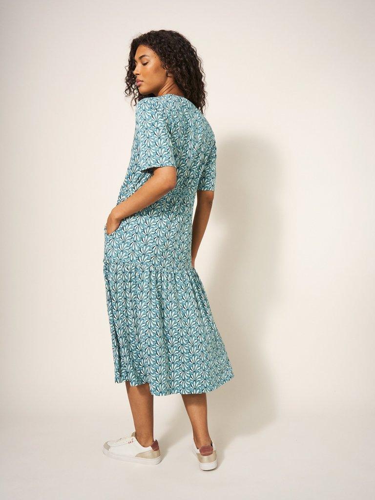 Sabina Midi Dress in TEAL PR - MODEL BACK