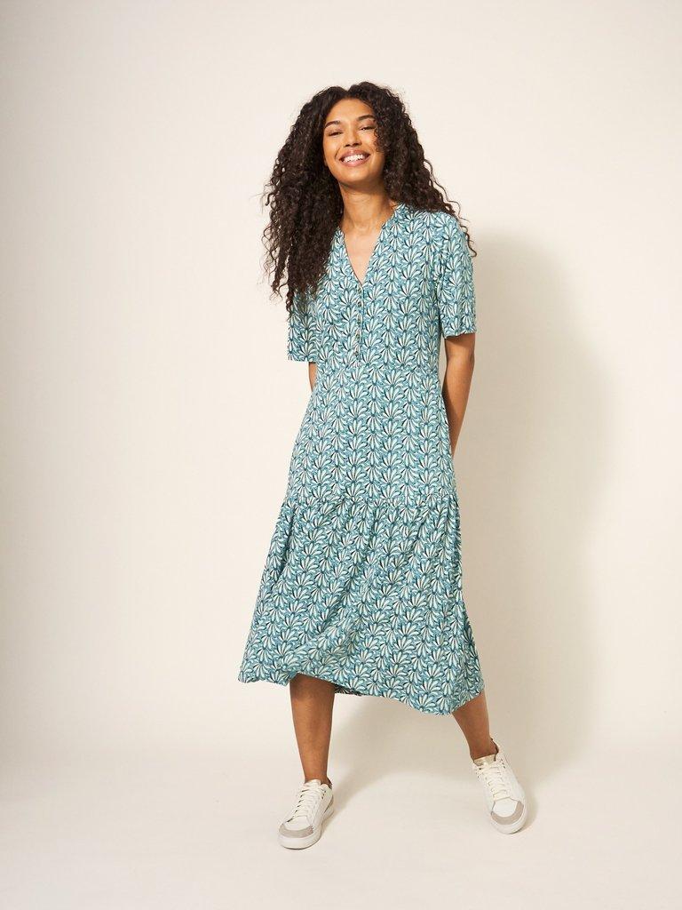 Sabina Midi Dress in TEAL PRINT | White Stuff