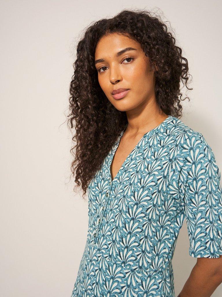 Sabina Midi Dress in TEAL PRINT | White Stuff