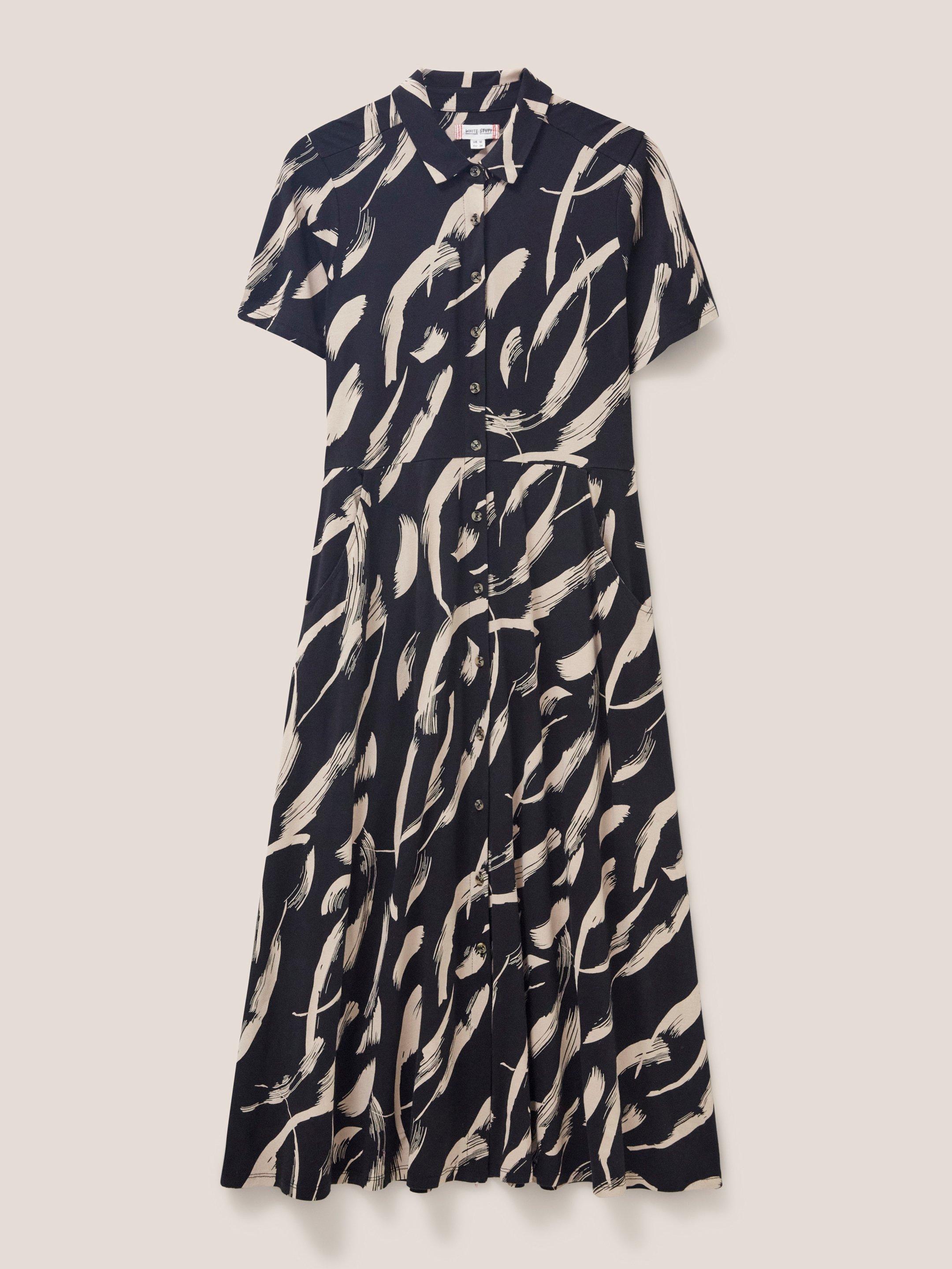 Rua Jersey Shirt Dress in BLK PR - FLAT FRONT