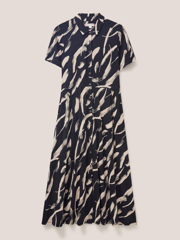 Rua Shirt Dress Jersey in BLK PR - FLAT FRONT