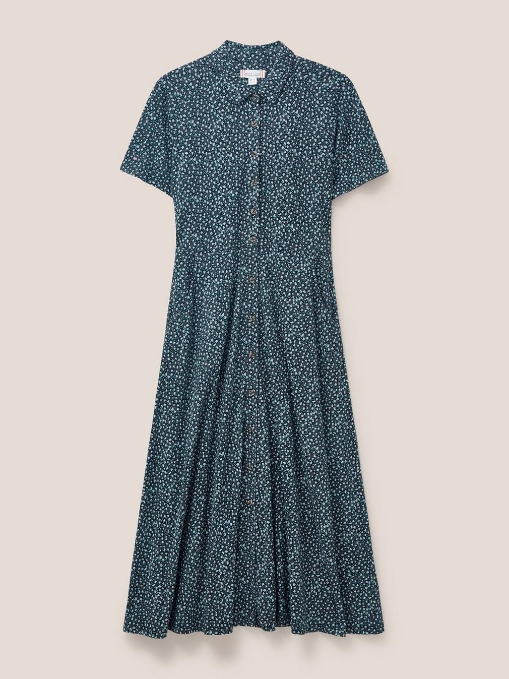 Rua Shirt Dress Jersey in TEAL MLT - FLAT FRONT