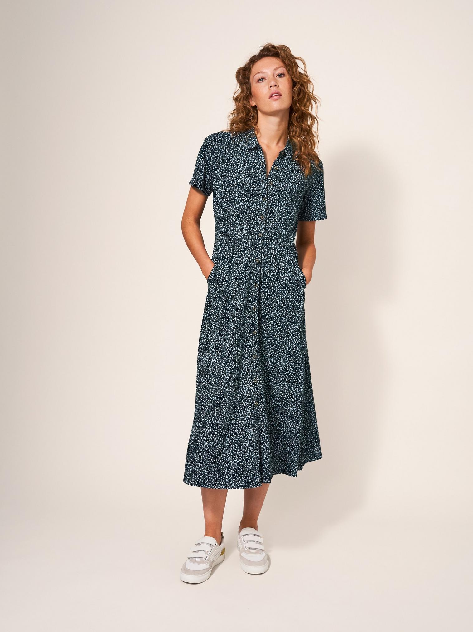 Rua Shirt Dress Jersey in TEAL MLT - LIFESTYLE