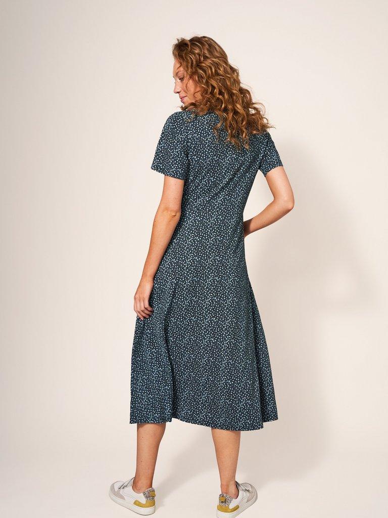 Rua Shirt Dress Jersey in TEAL MLT - MODEL BACK