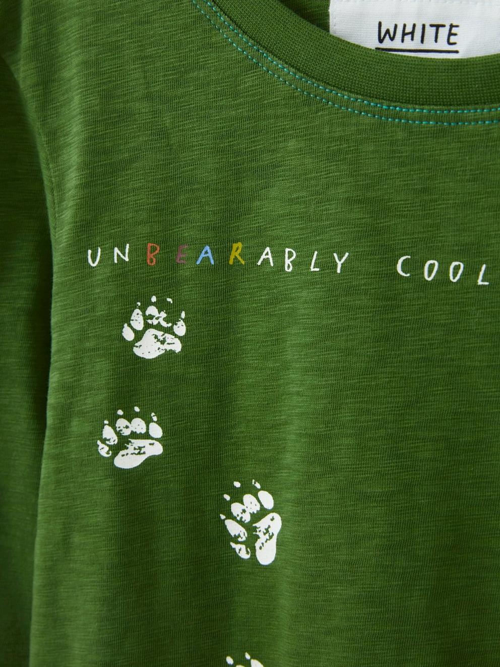 UnBearably Cool LS Tee in KHAKI GRN - FLAT DETAIL