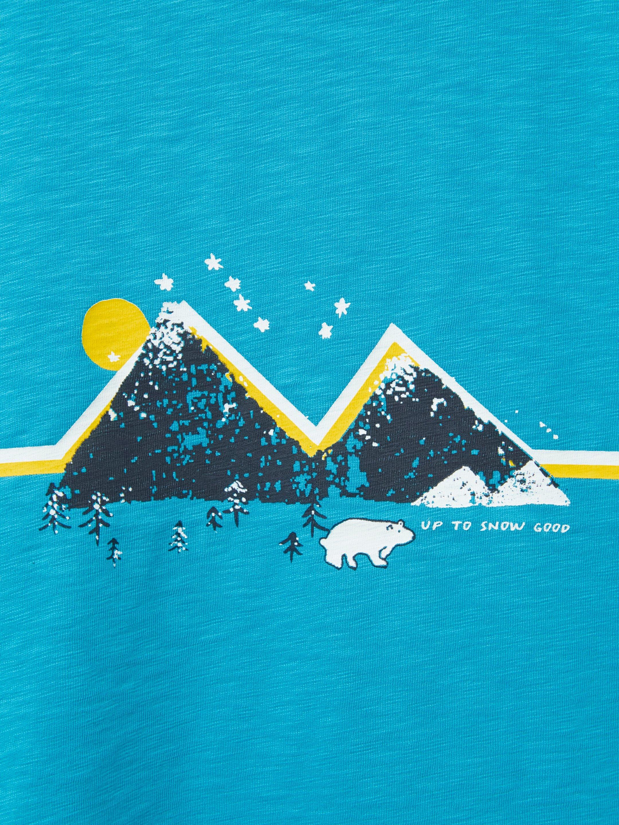 Mountain Line SS Tee in MID TEAL - FLAT DETAIL