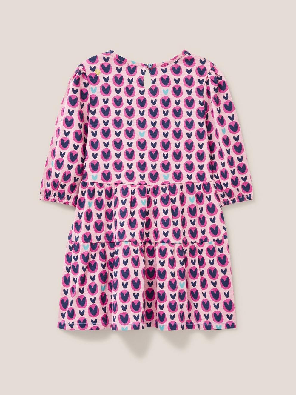 Heart Printed Jersey Dress in PINK PR - FLAT BACK