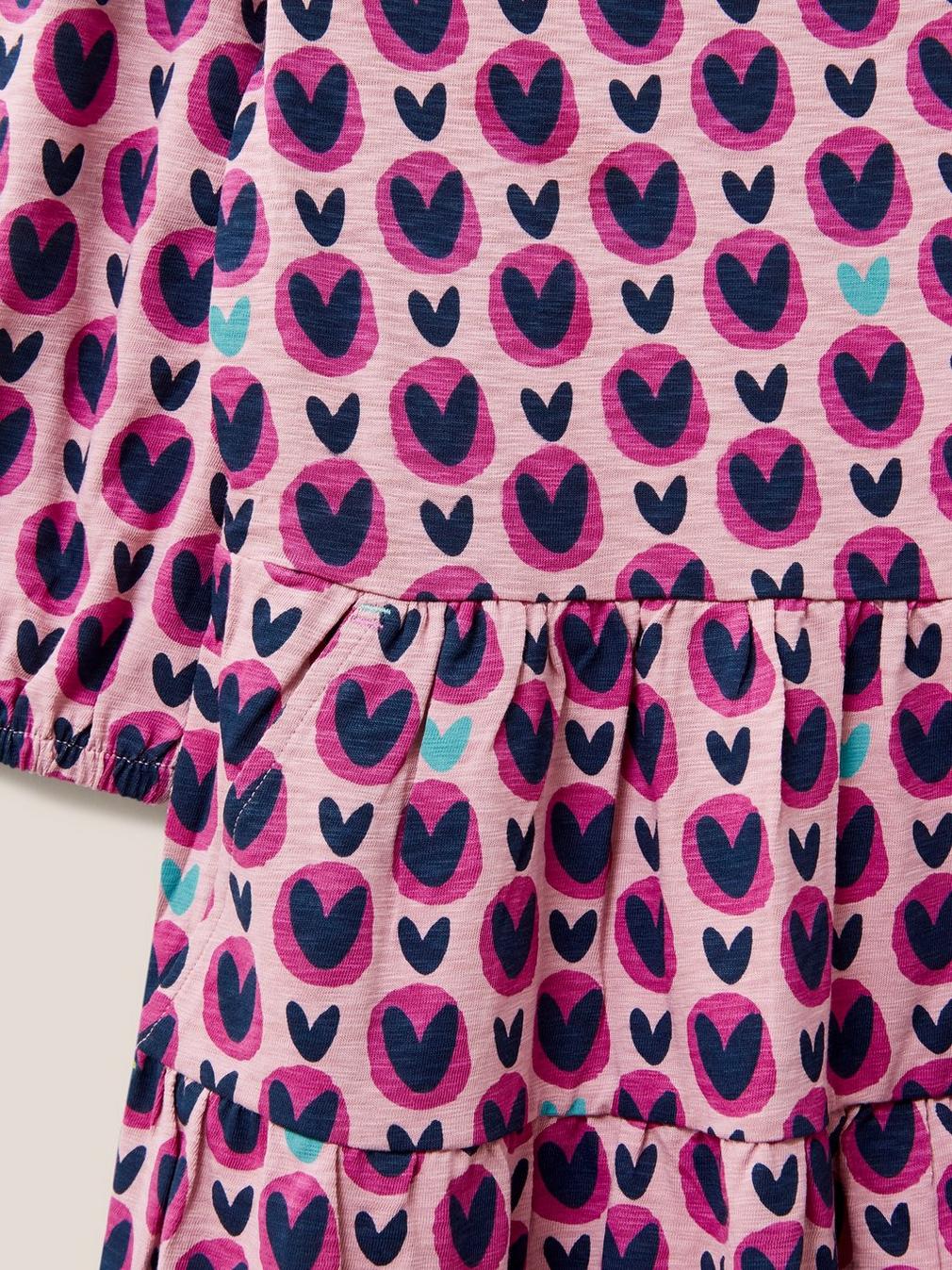 Heart Printed Jersey Dress in PINK PR - FLAT DETAIL