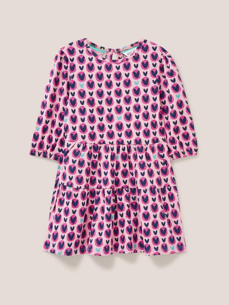 Heart Printed Jersey Dress in PINK PR - FLAT FRONT