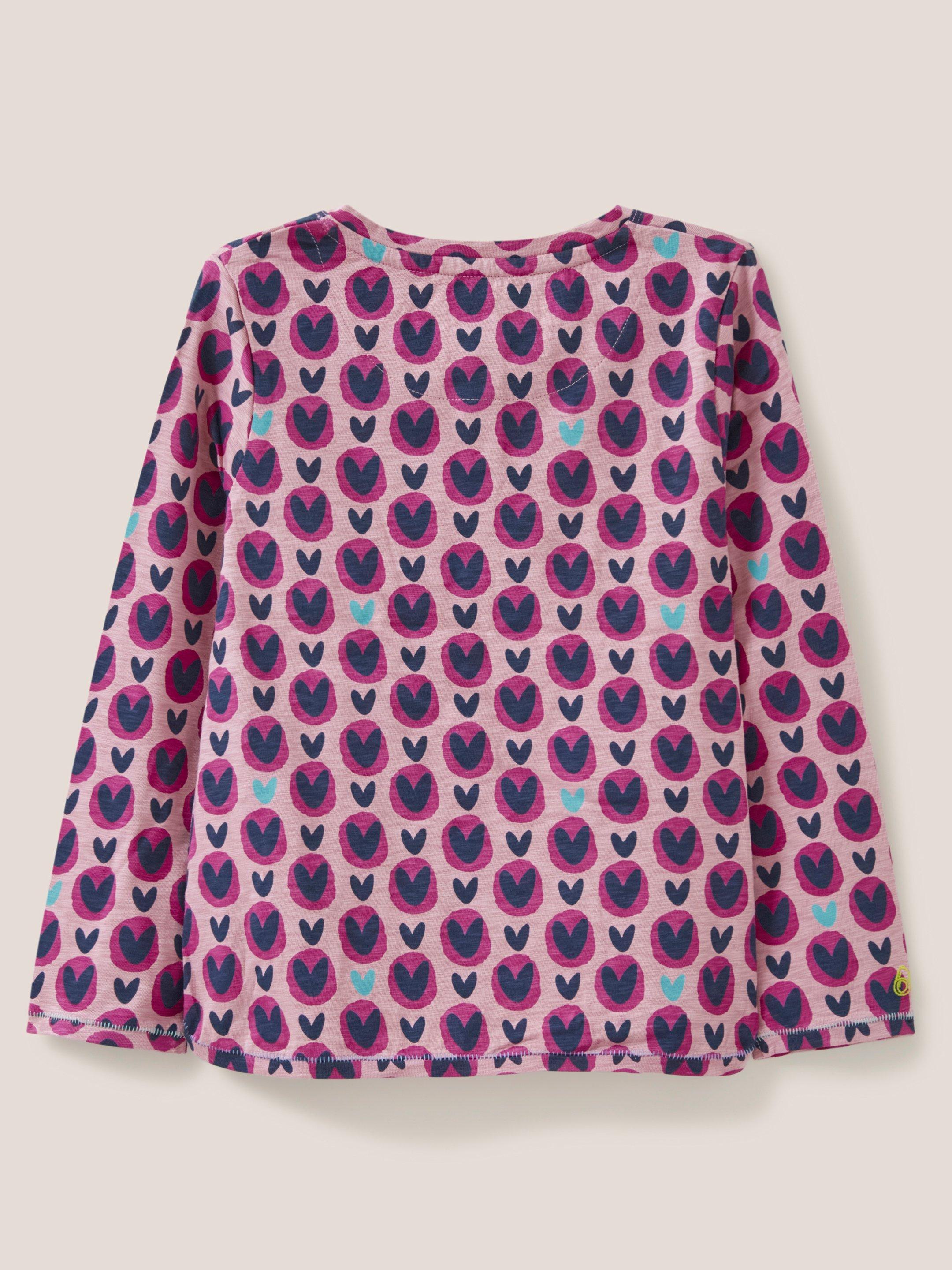 Heart Printed Jersey Top in PINK PR - FLAT BACK