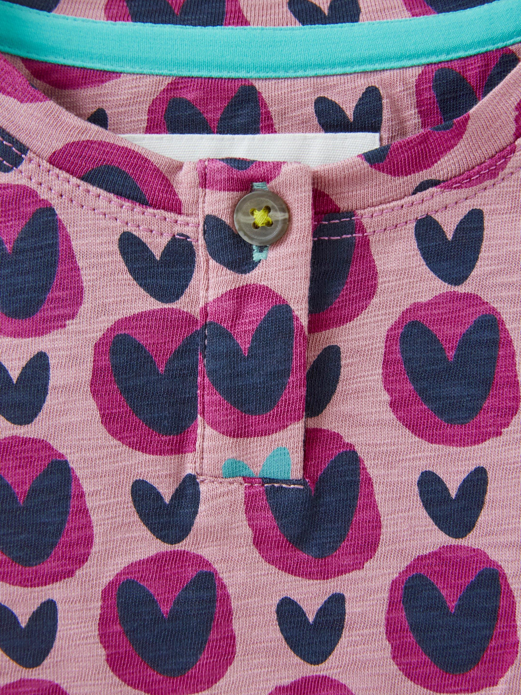 Heart Printed Jersey Top in PINK PR - FLAT DETAIL