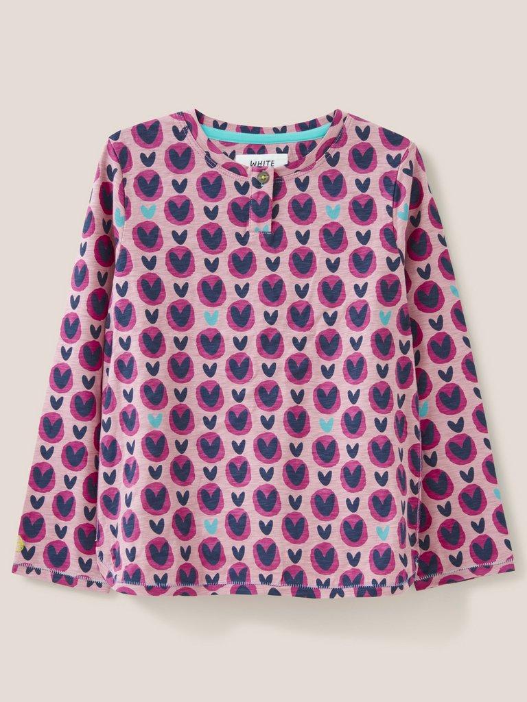 Heart Printed Jersey Top in PINK PR - FLAT FRONT