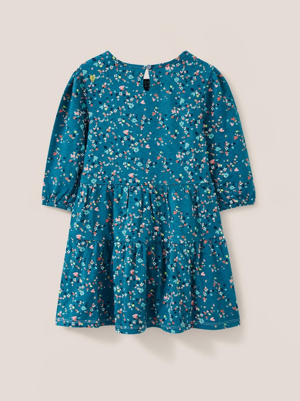 Dotty Printed Jersey Dress in TEAL PR - FLAT BACK