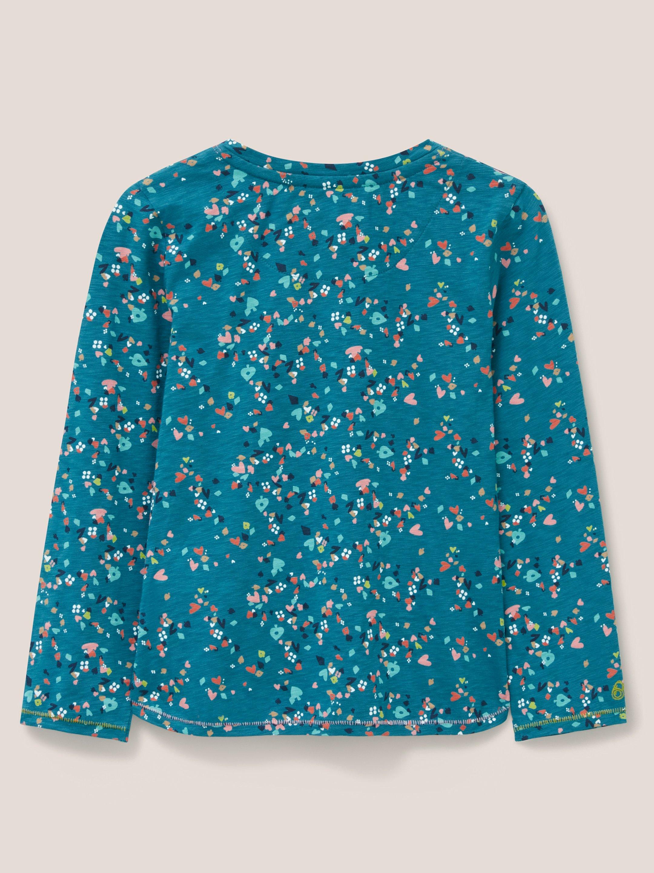 Dotty Printed Jersey Top in TEAL PR - FLAT BACK