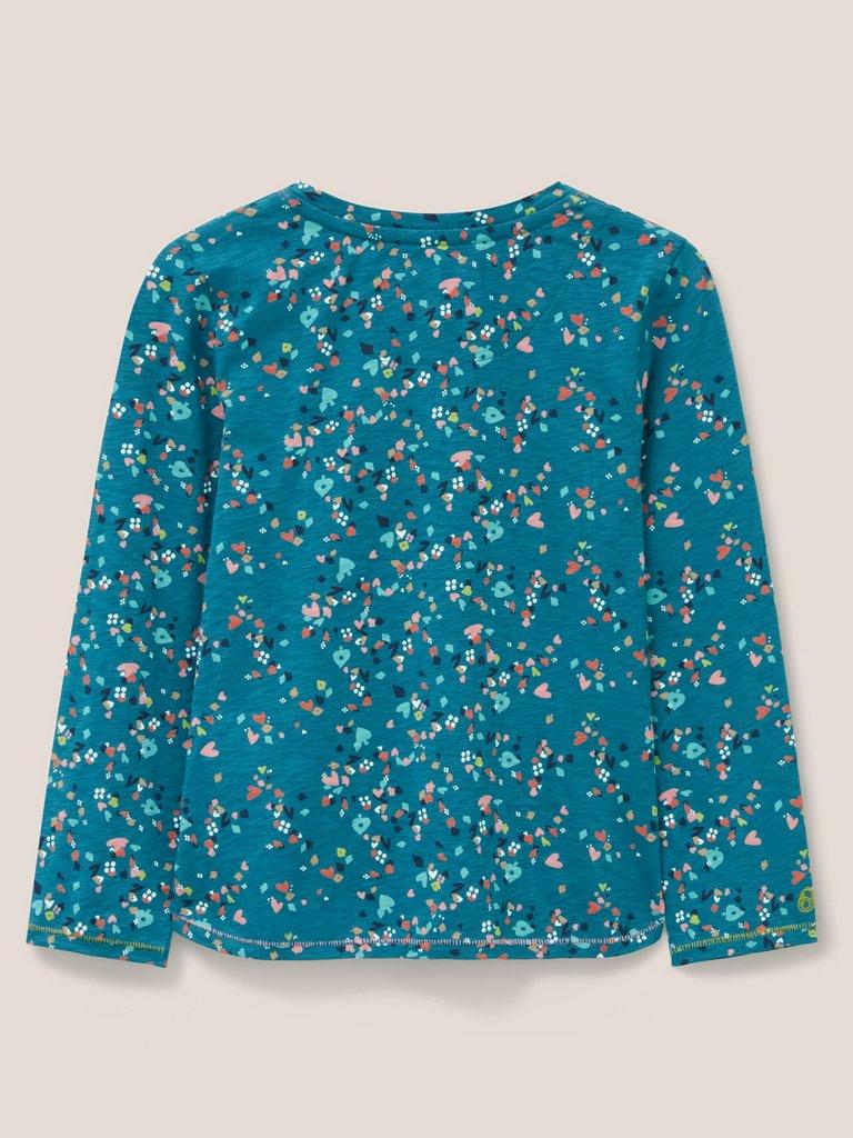 Dotty Printed Jersey Top in TEAL PR - FLAT BACK