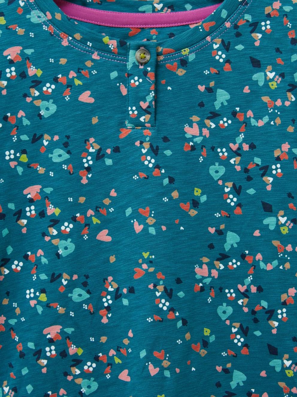 Dotty Printed Jersey Top in TEAL PR - FLAT DETAIL