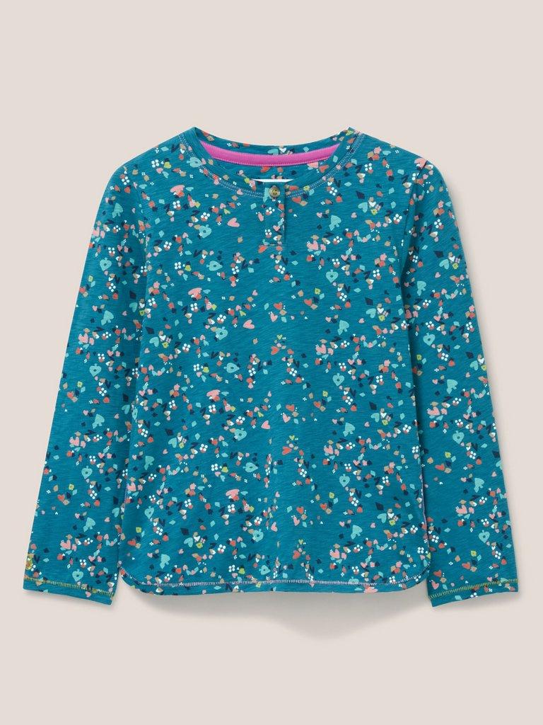 Dotty Printed Jersey Top in TEAL PR - FLAT FRONT